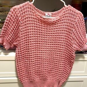 Vintage pink crochet style sweater top